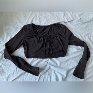 SHEIN Black Long Sleeve Crop Top